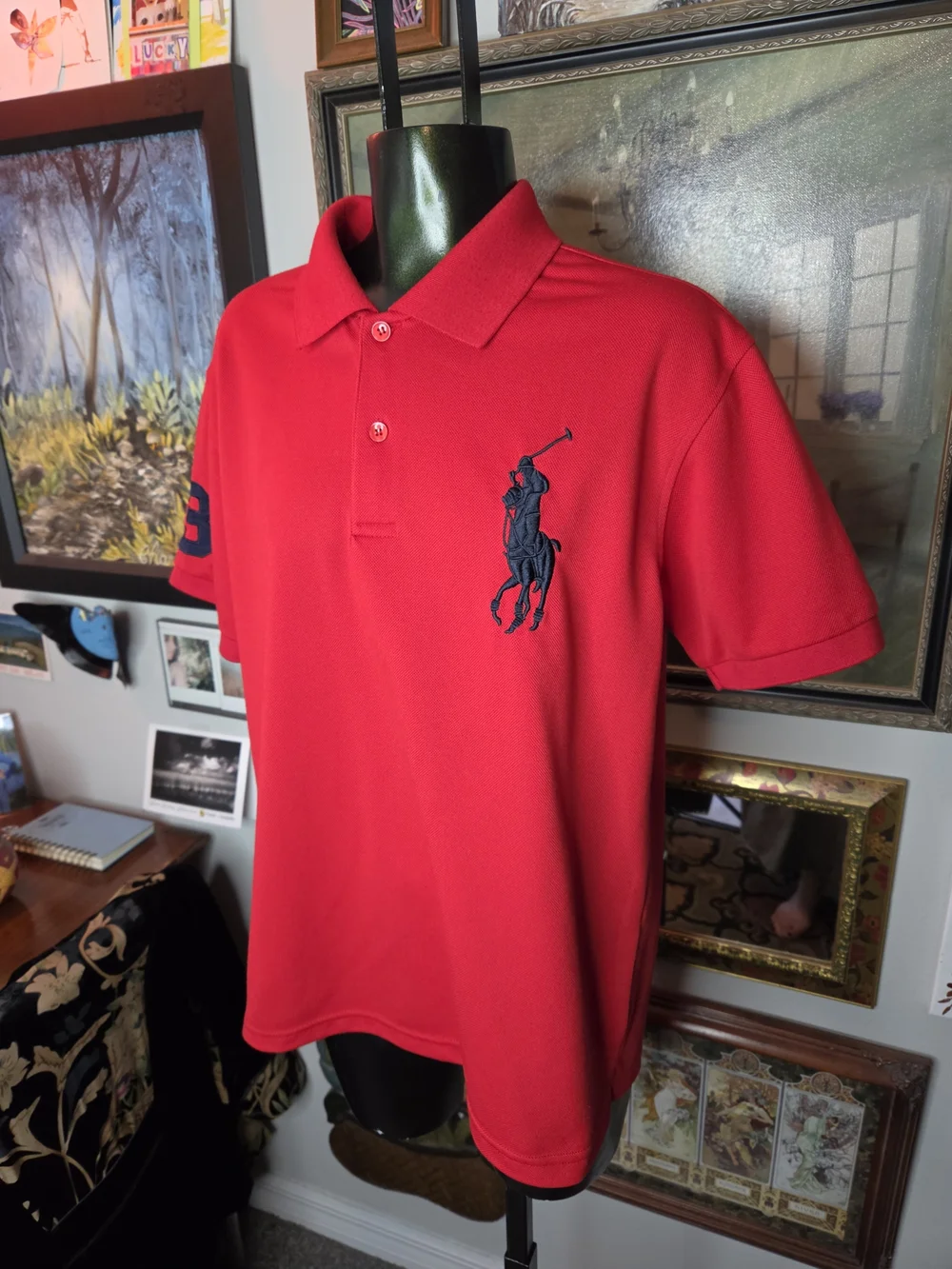Vintage 90s Red Polo Ralph Lauren Collared Preppy Short Sleeve Polo Shirt Medium